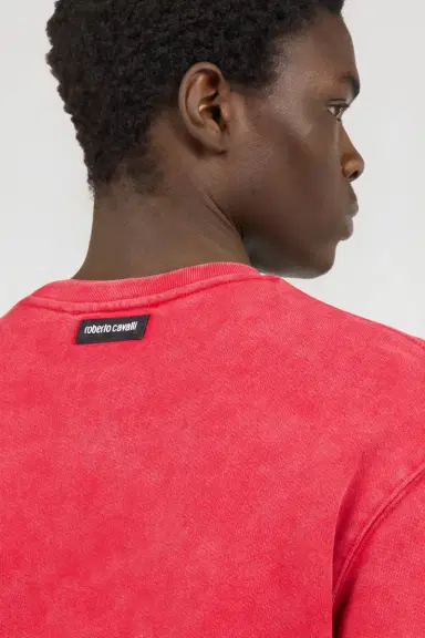 Roberto Cavalli Red Stone-Washed Sweatshirt with Monogram RC | Thumbnail 5 Roberto Cavalli Red Stone-Washed Sweatshirt with Monogram RC | Thumbnail 5