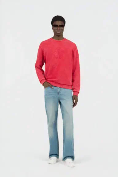 Roberto Cavalli Red Stone-Washed Sweatshirt with Monogram RC | Thumbnail 6 Roberto Cavalli Red Stone-Washed Sweatshirt with Monogram RC | Thumbnail 6