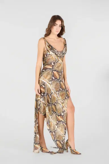 Roberto Cavalli Python Print Silk Midi Dress | Thumbnail 2 Roberto Cavalli Python Print Silk Midi Dress | Thumbnail 2