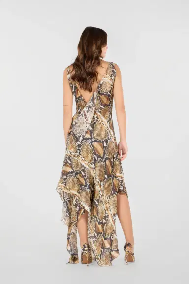 Roberto Cavalli Python Print Silk Midi Dress | Thumbnail 3 Roberto Cavalli Python Print Silk Midi Dress | Thumbnail 3