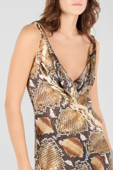 Roberto Cavalli Python Print Silk Midi Dress | Thumbnail 5 Roberto Cavalli Python Print Silk Midi Dress | Thumbnail 5