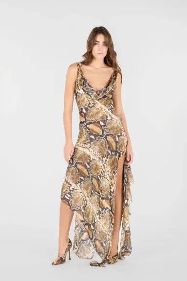 Roberto Cavalli Python Print Silk Midi Dress | Thumbnail 7 Roberto Cavalli Python Print Silk Midi Dress | Thumbnail 7