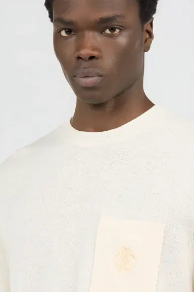 Roberto Cavalli Ivory Knit T-Shirt with Monogram RC | Thumbnail 4 Roberto Cavalli Ivory Knit T-Shirt with Monogram RC | Thumbnail 4