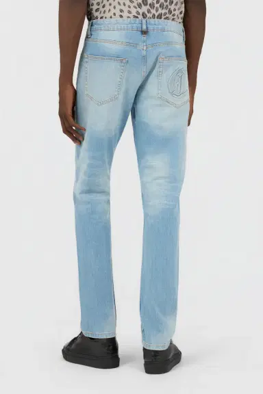 Roberto Cavalli Light Blue Regular Fit Denim Jeans | Thumbnail 3 Roberto Cavalli Light Blue Regular Fit Denim Jeans | Thumbnail 3