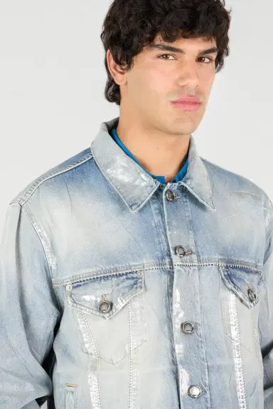 Roberto Cavalli Light Blue Laminated Denim Jacket | Thumbnail 5 Roberto Cavalli Light Blue Laminated Denim Jacket | Thumbnail 5