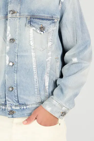 Roberto Cavalli Light Blue Laminated Denim Jacket | Thumbnail 6 Roberto Cavalli Light Blue Laminated Denim Jacket | Thumbnail 6