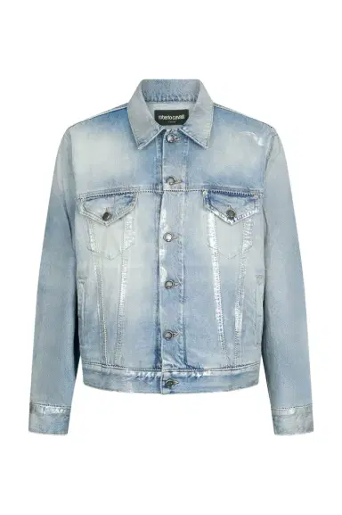 Roberto Cavalli Light Blue Laminated Denim Jacket | Thumbnail 1 Roberto Cavalli Light Blue Laminated Denim Jacket | Thumbnail 1