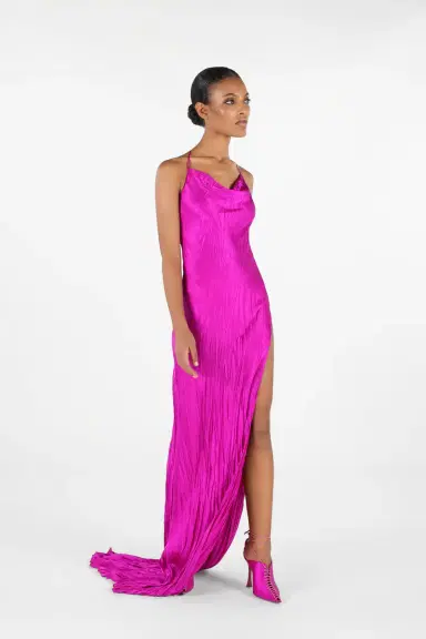 Roberto Cavalli Crinkled Silk Long Dress | Thumbnail 2 Roberto Cavalli Crinkled Silk Long Dress | Thumbnail 2