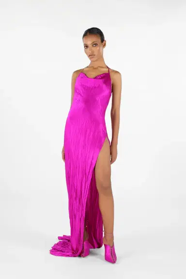 Roberto Cavalli Crinkled Silk Long Dress | Thumbnail 7 Roberto Cavalli Crinkled Silk Long Dress | Thumbnail 7
