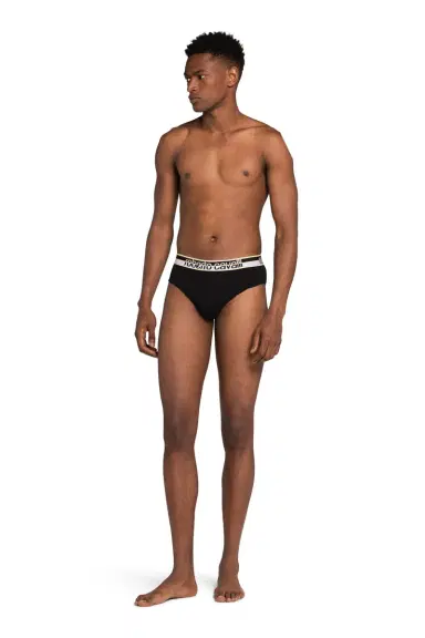 Roberto Cavalli Two-Pack Black Cotton Briefs With Logo Waistband | Thumbnail 2 Roberto Cavalli Two-Pack Black Cotton Briefs With Logo Waistband | Thumbnail 2