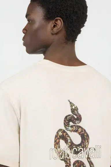 Roberto Cavalli Beige T-Shirt with Back Snake Print | Thumbnail 5 Roberto Cavalli Beige T-Shirt with Back Snake Print | Thumbnail 5
