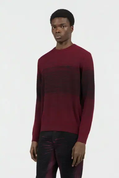 Roberto Cavalli Burgundy Dégradé Cotton Sweater | Thumbnail 2 Roberto Cavalli Burgundy Dégradé Cotton Sweater | Thumbnail 2