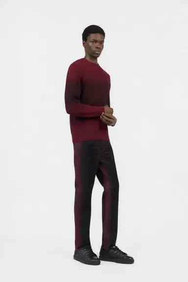 Roberto Cavalli Burgundy Dégradé Cotton Sweater | Thumbnail 6 Roberto Cavalli Burgundy Dégradé Cotton Sweater | Thumbnail 6