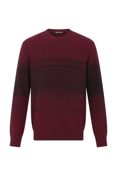 Roberto Cavalli Burgundy Dégradé Cotton Sweater | Thumbnail 1 Roberto Cavalli Burgundy Dégradé Cotton Sweater | Thumbnail 1