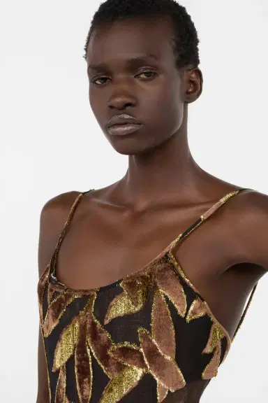 Roberto Cavalli Chocolate Sheer Mini Dress with Foliage Motif | Thumbnail 5 Roberto Cavalli Chocolate Sheer Mini Dress with Foliage Motif | Thumbnail 5