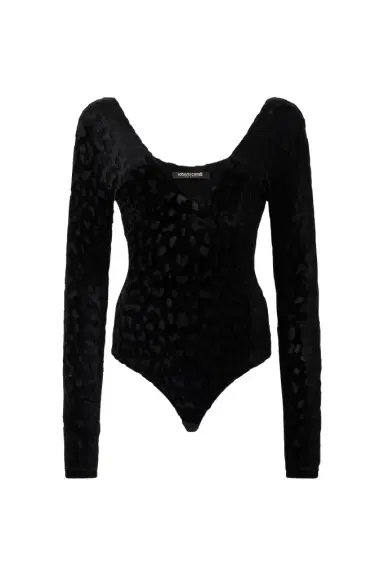 Roberto Cavalli Black Bodysuit With Jaguar Skin Pattern | Thumbnail 1 Roberto Cavalli Black Bodysuit With Jaguar Skin Pattern | Thumbnail 1