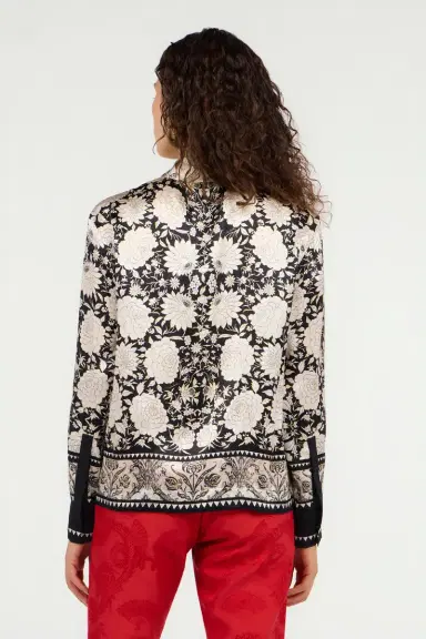 Roberto Cavalli Black and Ivory Floral Print Shirt | Thumbnail 3 Roberto Cavalli Black and Ivory Floral Print Shirt | Thumbnail 3