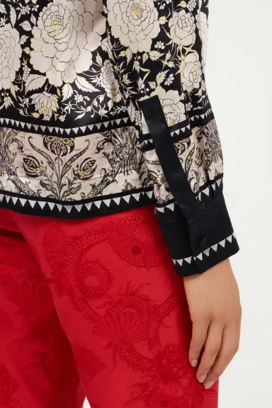 Roberto Cavalli Black and Ivory Floral Print Shirt | Thumbnail 6 Roberto Cavalli Black and Ivory Floral Print Shirt | Thumbnail 6