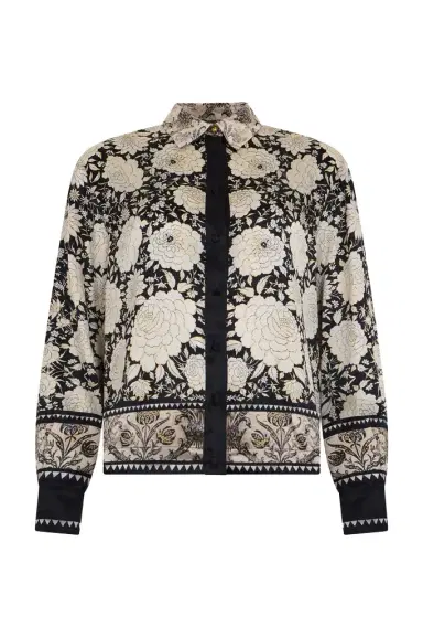 Roberto Cavalli Black and Ivory Floral Print Shirt | Thumbnail 1 Roberto Cavalli Black and Ivory Floral Print Shirt | Thumbnail 1