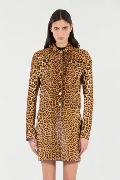 Roberto Cavalli Leather Jacket With Leopard Skin Print | Thumbnail 2 Roberto Cavalli Leather Jacket With Leopard Skin Print | Thumbnail 2
