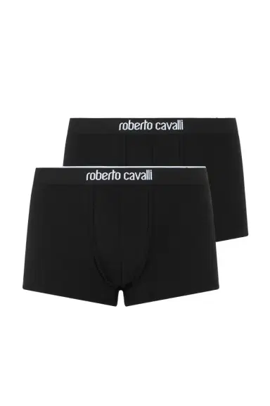 Roberto Cavalli Black Cotton Boxer Shorts Bi-Pack | Thumbnail 1 Roberto Cavalli Black Cotton Boxer Shorts Bi-Pack | Thumbnail 1