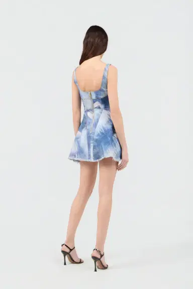 Roberto Cavalli Denim Patch Print Mini Dress | Thumbnail 3 Roberto Cavalli Denim Patch Print Mini Dress | Thumbnail 3