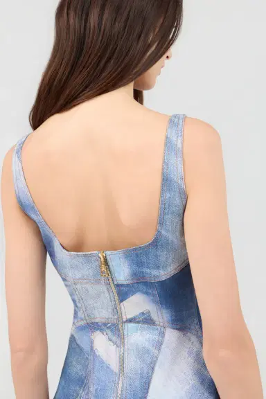 Roberto Cavalli Denim Patch Print Mini Dress | Thumbnail 5 Roberto Cavalli Denim Patch Print Mini Dress | Thumbnail 5