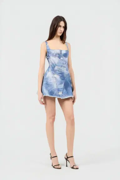 Roberto Cavalli Denim Patch Print Mini Dress | Thumbnail 6 Roberto Cavalli Denim Patch Print Mini Dress | Thumbnail 6