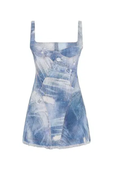 Roberto Cavalli Denim Patch Print Mini Dress | Thumbnail 1 Roberto Cavalli Denim Patch Print Mini Dress | Thumbnail 1
