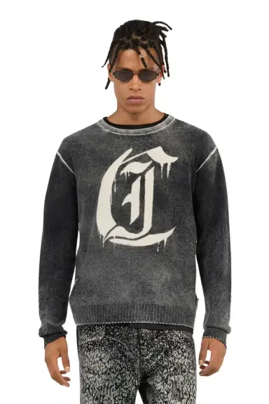 Roberto Cavalli Washed Black Sweater | Thumbnail 1 Roberto Cavalli Washed Black Sweater | Thumbnail 1