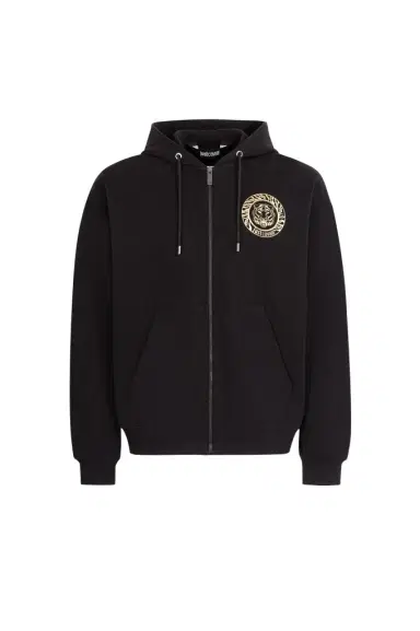 Roberto Cavalli Just Cavalli Logo-Print Zip Cotton Hoodie | Thumbnail 1 Roberto Cavalli Just Cavalli Logo-Print Zip Cotton Hoodie | Thumbnail 1