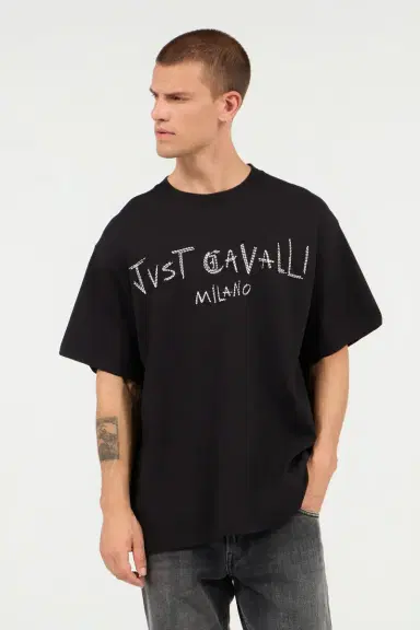 Roberto Cavalli Black T-Shirt With Embroidered Logo | Thumbnail 2 Roberto Cavalli Black T-Shirt With Embroidered Logo | Thumbnail 2