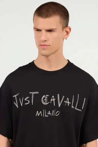 Roberto Cavalli Black T-Shirt With Embroidered Logo | Thumbnail 5 Roberto Cavalli Black T-Shirt With Embroidered Logo | Thumbnail 5