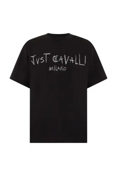 Roberto Cavalli Black T-Shirt With Embroidered Logo | Thumbnail 1 Roberto Cavalli Black T-Shirt With Embroidered Logo | Thumbnail 1