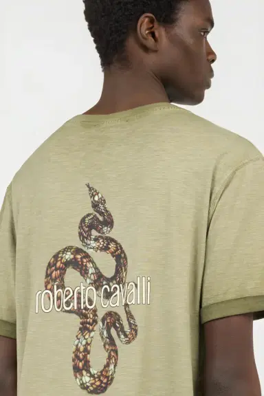 Roberto Cavalli Green T-Shirt with Back Snake Print | Thumbnail 5 Roberto Cavalli Green T-Shirt with Back Snake Print | Thumbnail 5