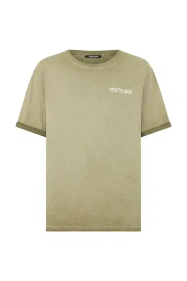 Roberto Cavalli Green T-Shirt with Back Snake Print | Thumbnail 1 Roberto Cavalli Green T-Shirt with Back Snake Print | Thumbnail 1
