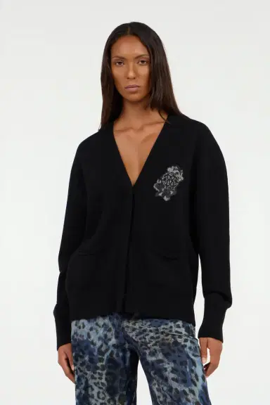 Roberto Cavalli Black cardigan with Monogram Mirror Snake | Thumbnail 2 Roberto Cavalli Black cardigan with Monogram Mirror Snake | Thumbnail 2