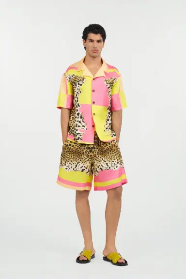 Roberto Cavalli Cavalli Pop Print Silk Bermuda Shorts | Thumbnail 7 Roberto Cavalli Cavalli Pop Print Silk Bermuda Shorts | Thumbnail 7