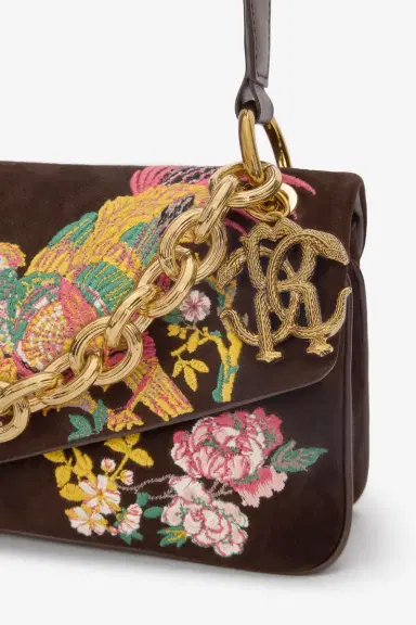 Roberto Cavalli Suede Bag With Naturalistic Pattern | Thumbnail 4 Roberto Cavalli Suede Bag With Naturalistic Pattern | Thumbnail 4