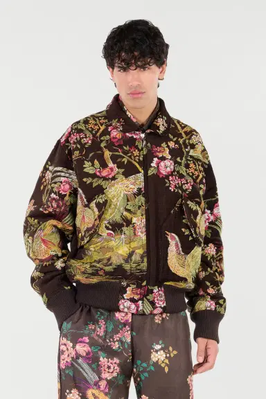 Roberto Cavalli Bomber Jacket With Oriental Bird Print | Thumbnail 2 Roberto Cavalli Bomber Jacket With Oriental Bird Print | Thumbnail 2