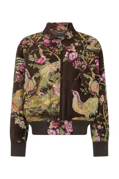 Roberto Cavalli Bomber Jacket With Oriental Bird Print | Thumbnail 1 Roberto Cavalli Bomber Jacket With Oriental Bird Print | Thumbnail 1