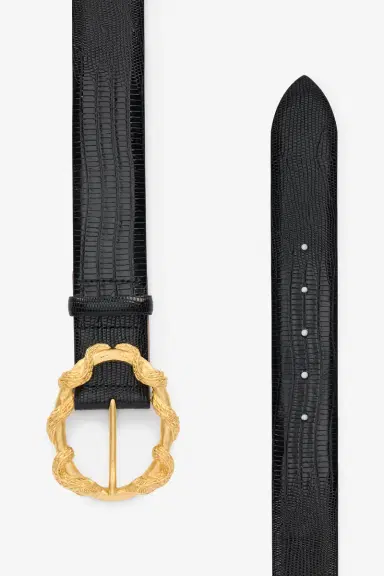 Roberto Cavalli Black Belt With Cobra Print And Snake Buckle | Thumbnail 2 Roberto Cavalli Black Belt With Cobra Print And Snake Buckle | Thumbnail 2