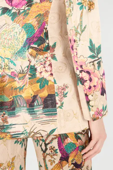 Roberto Cavalli Silk Blazer With Oriental Bird Print | Thumbnail 6 Roberto Cavalli Silk Blazer With Oriental Bird Print | Thumbnail 6