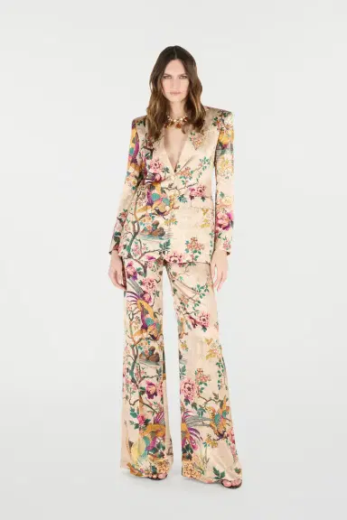 Roberto Cavalli Silk Blazer With Oriental Bird Print | Thumbnail 7 Roberto Cavalli Silk Blazer With Oriental Bird Print | Thumbnail 7