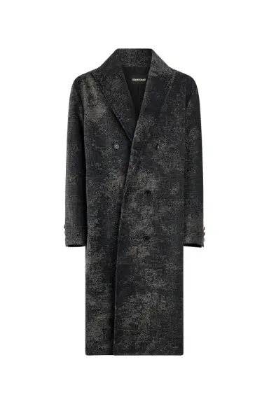 Roberto Cavalli Double-Breasted Coat with Distressed Effect | Thumbnail 1 Roberto Cavalli Double-Breasted Coat with Distressed Effect | Thumbnail 1