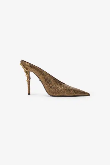 Roberto Cavalli Mules with Gold Python Snake Motif | Thumbnail 2 Roberto Cavalli Mules with Gold Python Snake Motif | Thumbnail 2