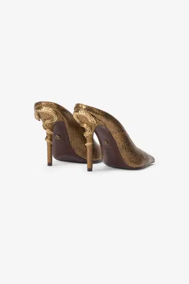 Roberto Cavalli Mules with Gold Python Snake Motif | Thumbnail 3 Roberto Cavalli Mules with Gold Python Snake Motif | Thumbnail 3