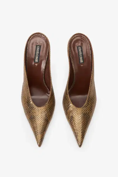 Roberto Cavalli Mules with Gold Python Snake Motif | Thumbnail 6 Roberto Cavalli Mules with Gold Python Snake Motif | Thumbnail 6