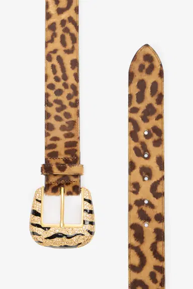 Roberto Cavalli Leopard Belt With Bejeweled Buckle | Thumbnail 2 Roberto Cavalli Leopard Belt With Bejeweled Buckle | Thumbnail 2