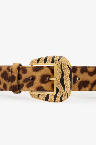 Roberto Cavalli Leopard Belt With Bejeweled Buckle | Thumbnail 3 Roberto Cavalli Leopard Belt With Bejeweled Buckle | Thumbnail 3
